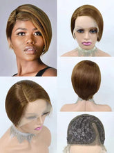 Load image into Gallery viewer, T Lace Pixie Cut Wig Human Hair Curly Bob Short Pixie Cut Lace Wig

