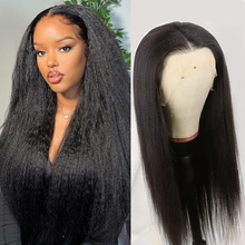 Load image into Gallery viewer, Kinky Straight Hair Transparent Lace Human Hair Wigs For Black Women,Brazilian Virgin Hair  Lace Front Wig
