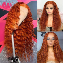 Load image into Gallery viewer, orange color deep curl 13X4 lace front wig
