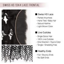 Load image into Gallery viewer, JIETEER Hair 11A True Swiss HD 13x4 Lace Frontal Jerry Curl
